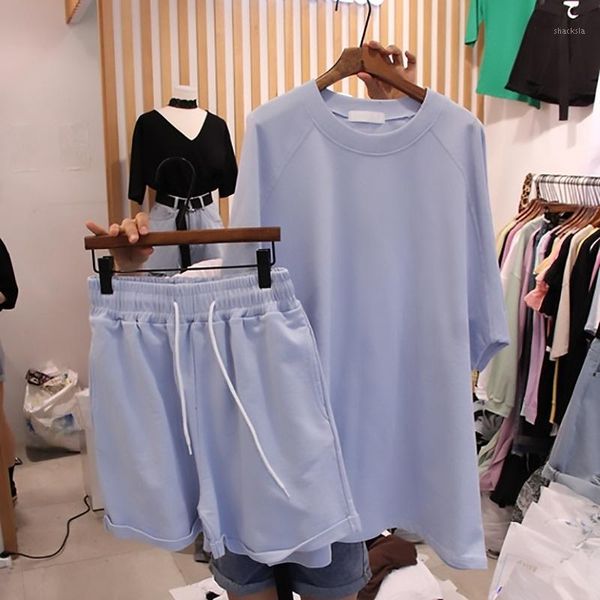solid loose blue set casual tracksuit women 2 piece sets womens outfits o-neck short sleeve t shirt and shorts streetwear female women', Gray
solid loose blue set casual tracksuit women 2 piece sets womens outfits o-neck short sleeve t shirt and shorts streetwear female women', Gray