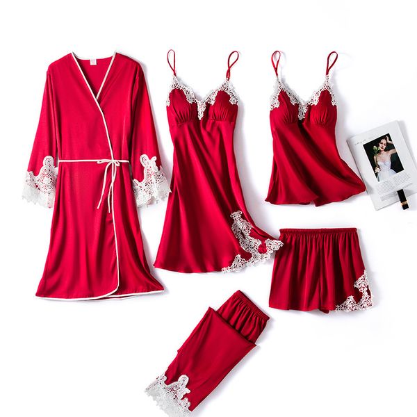 silk robe sleep suit womens lace satin pajamas gown set v-neck cami nighties wear pijama home nightwear spring nightdress, Black;red
silk robe sleep suit womens lace satin pajamas gown set v-neck cami nighties wear pijama home nightwear spring nightdress, Black;red
