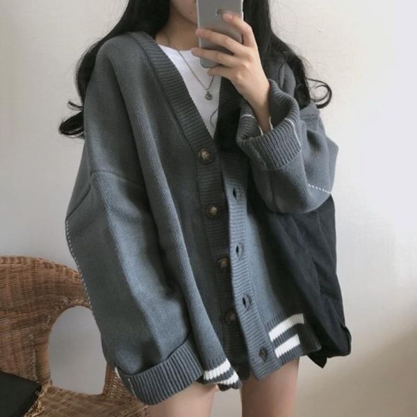 harajuku autumn color stripes single women sweaters breasted jacket v collar cardigan sweate stripe womens feminino, White;black
harajuku autumn color stripes single women sweaters breasted jacket v collar cardigan sweate stripe womens feminino, White;black