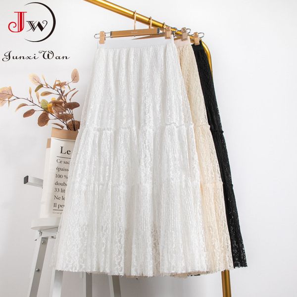 girls two layer sweet lace pleated skirt women elastic high waist solid spring summer elegant office long skirts black white 210510
girls two layer sweet lace pleated skirt women elastic high waist solid spring summer elegant office long skirts black white 210510