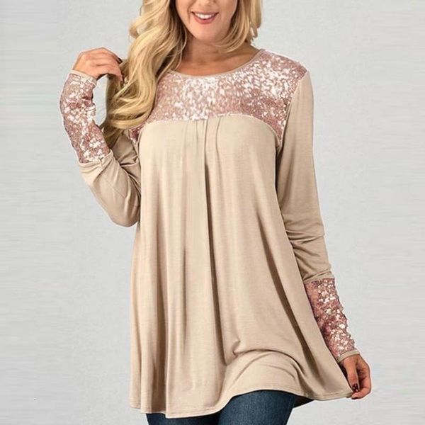 women's blouses & shirts women sequin patchwork long sleeve o- neck loose autumn fashion female pullover shirt casual streetwear blous, White
women's blouses & shirts women sequin patchwork long sleeve o- neck loose autumn fashion female pullover shirt casual streetwear blous, White