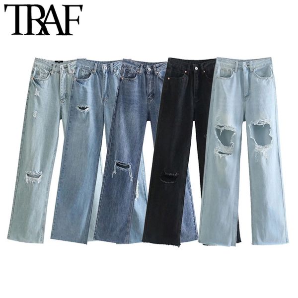 traf women chic fashion ribbed hole tassel denim wide leg jeans vintage high waist zipper fly female trousers mujer 210915, Blue
traf women chic fashion ribbed hole tassel denim wide leg jeans vintage high waist zipper fly female trousers mujer 210915, Blue