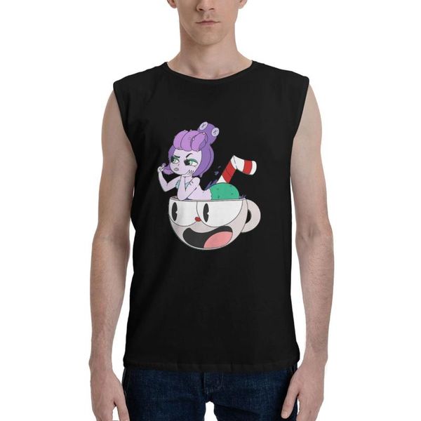 men' tank cuphead sleeveless gym fitness training clothes mens summer casual printed t shirt, White;black
men' tank cuphead sleeveless gym fitness training clothes mens summer casual printed t shirt, White;black