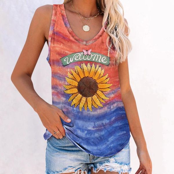 women's tanks & camis tank women sleeveless shirts summer streetwear casual ladies loose v nekc basic tie-dye sunflower print vest, White
women's tanks & camis tank women sleeveless shirts summer streetwear casual ladies loose v nekc basic tie-dye sunflower print vest, White