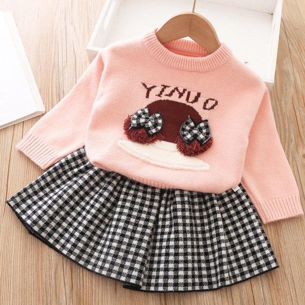 clothing sets cute autumn winter girls 2pcs clothes set knitwear cartoon pullover sweater +plaided skirt kids children outwear suit adk1, White
clothing sets cute autumn winter girls 2pcs clothes set knitwear cartoon pullover sweater +plaided skirt kids children outwear suit adk1, White