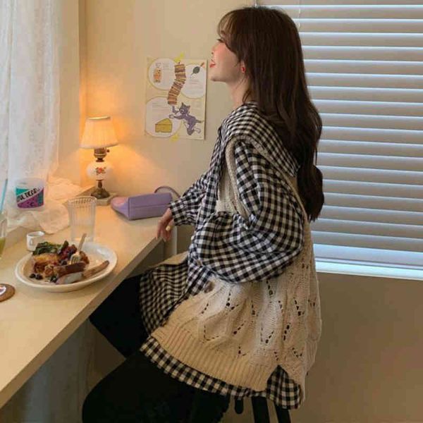 two piece dress women's ensembles in plaid shirts, long sleeves, student t-shirts, retro leaky . ubfc, White
two piece dress women's ensembles in plaid shirts, long sleeves, student t-shirts, retro leaky . ubfc, White