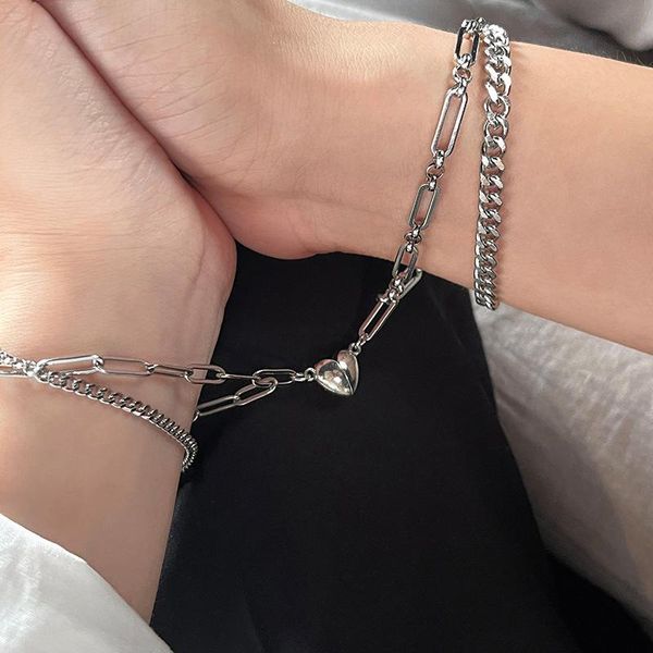 link, chain couple's titanium steel love magnet bracelet design trend twin girlfriends men and women wholesale valentines day gift, Black
link, chain couple's titanium steel love magnet bracelet design trend twin girlfriends men and women wholesale valentines day gift, Black