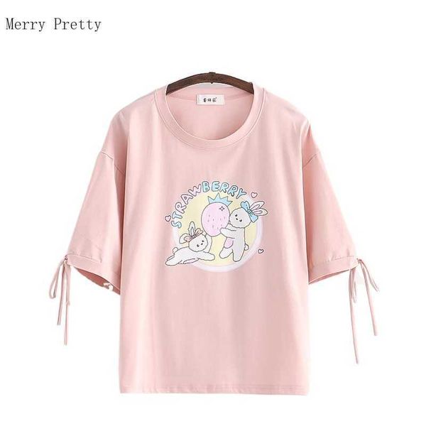 pink harajuku strawberry rabbit print t shirts women summer short sleeve o-neck sweet style kawaii cute lace up tees 210526, White
pink harajuku strawberry rabbit print t shirts women summer short sleeve o-neck sweet style kawaii cute lace up tees 210526, White