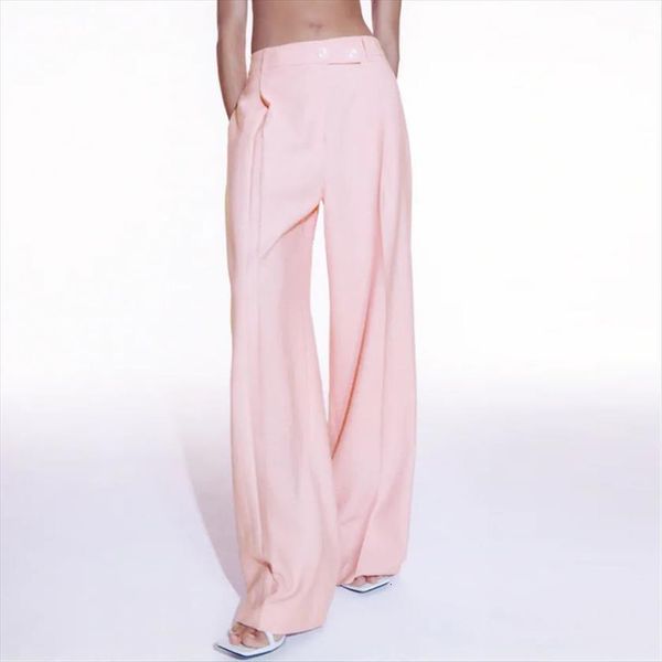 za summer pink solid women pant casual wide leg arrival korean zipper high waist loose, Black;white
za summer pink solid women pant casual wide leg arrival korean zipper high waist loose, Black;white