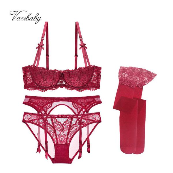bras sets varsbaby women's lace ultra-thin push up underwear set bra+panties+garter+stockings 4 pcs, Red;black
bras sets varsbaby women's lace ultra-thin push up underwear set bra+panties+garter+stockings 4 pcs, Red;black