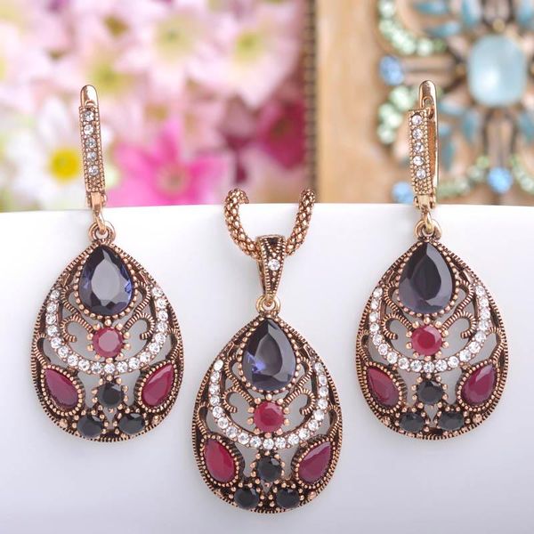 2018 new vintage women necklace earrings sets antique gold turkish jewelry set blue acrylic heart pendant colar long pendientes brincos, Silver
2018 new vintage women necklace earrings sets antique gold turkish jewelry set blue acrylic heart pendant colar long pendientes brincos, Silver