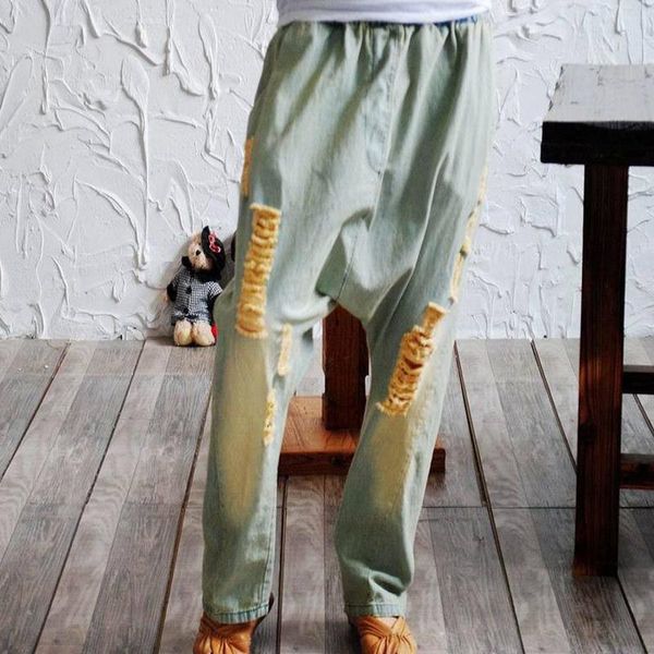 autumn fashion holes loose drop crotch denim harem pants for women 2021 est elastic mid waist jeans ac5346 women's, Blue
autumn fashion holes loose drop crotch denim harem pants for women 2021 est elastic mid waist jeans ac5346 women's, Blue