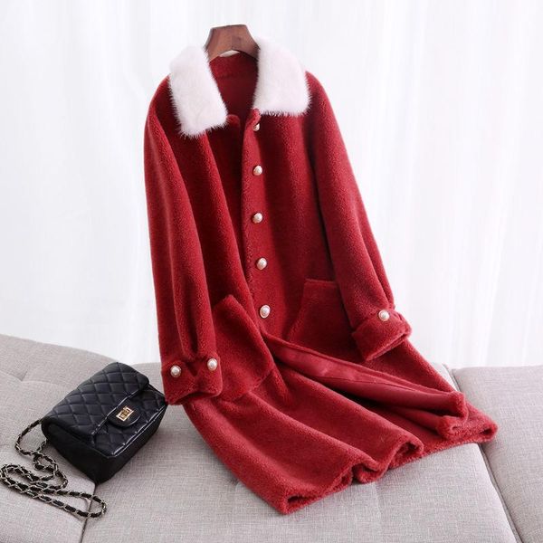 women's fur & faux winter jacket women sheep shearling real coat female mink collar 100% wool coats suede leather jackets my4384, Black
women's fur & faux winter jacket women sheep shearling real coat female mink collar 100% wool coats suede leather jackets my4384, Black