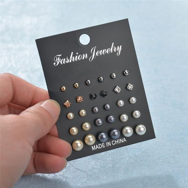 stud 15 pairs/set women's earrings set for women bohemian fashion jewelry vintage geometric crystal pearl, Golden;silver
stud 15 pairs/set women's earrings set for women bohemian fashion jewelry vintage geometric crystal pearl, Golden;silver