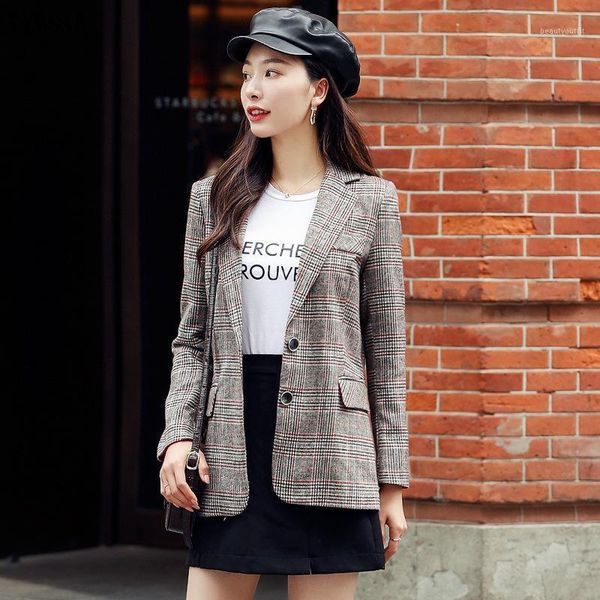 women's suits & blazers jacket small check suit 2021 casual slim long sleeve retro ladies blazer stylish office feminine, White;black
women's suits & blazers jacket small check suit 2021 casual slim long sleeve retro ladies blazer stylish office feminine, White;black