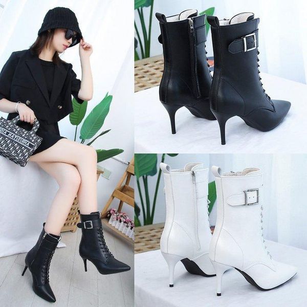 boots lace up thin high plush fashion female heel versatile zipper belt buckle leather, Black
boots lace up thin high plush fashion female heel versatile zipper belt buckle leather, Black