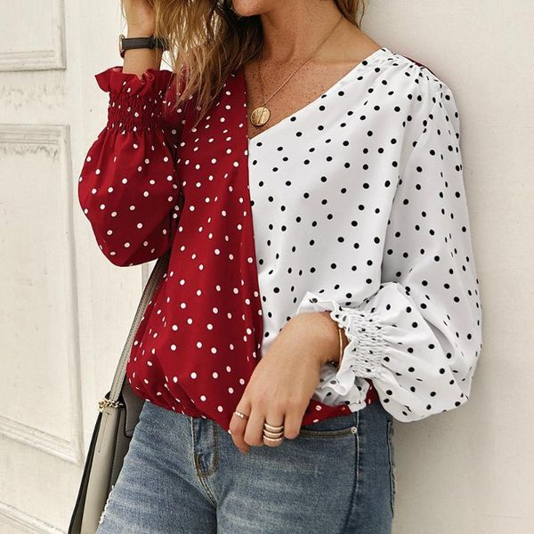 women's blouses & shirts women v neck polka dot wave point blouse ladies lantern long sleeve patchwork autumn female jw2w, White
women's blouses & shirts women v neck polka dot wave point blouse ladies lantern long sleeve patchwork autumn female jw2w, White