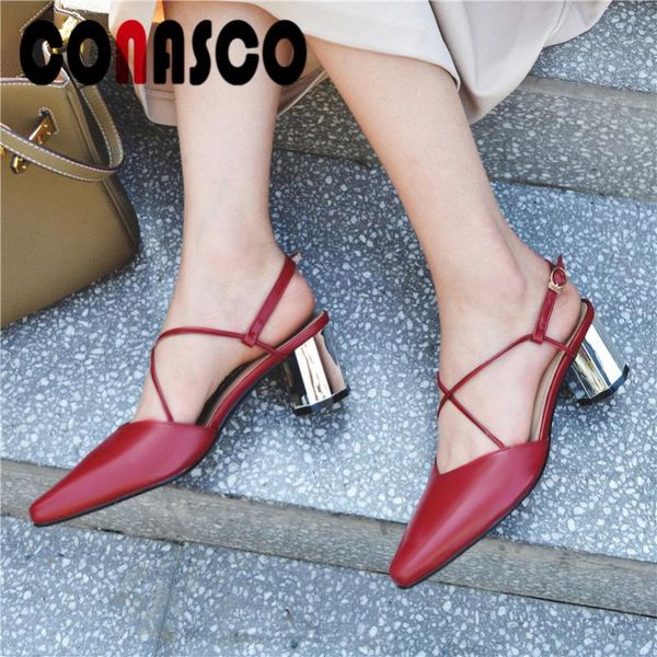 elegant concise summer sandals women classic square high heels pointed toe genuine leather pumps shoes woman, Black
elegant concise summer sandals women classic square high heels pointed toe genuine leather pumps shoes woman, Black