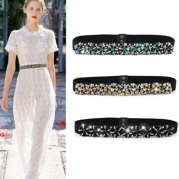 belts crystal rhinestone handmade elastic waistband women's fine all-match decorative fashion girdle, Black;brown
belts crystal rhinestone handmade elastic waistband women's fine all-match decorative fashion girdle, Black;brown