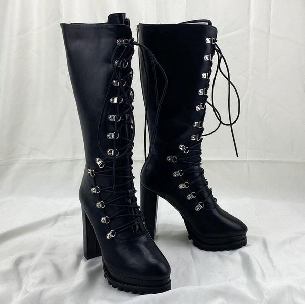 women winter boot motorcycle genuine leather fashion brand british classic designer cool nightclub girl thick high heel back zipper tie loco, Black
women winter boot motorcycle genuine leather fashion brand british classic designer cool nightclub girl thick high heel back zipper tie loco, Black