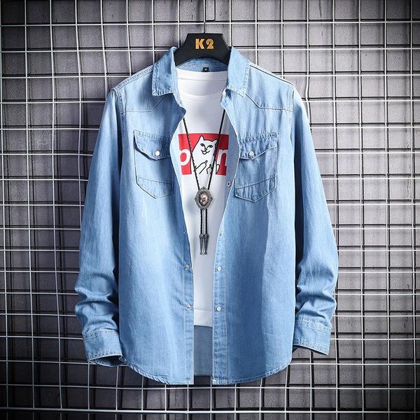 selling product in 2021 spring autumn long-sleeved denim shirt youth fashion trend korean camisas para hombre men's casual shirts, White;black
selling product in 2021 spring autumn long-sleeved denim shirt youth fashion trend korean camisas para hombre men's casual shirts, White;black