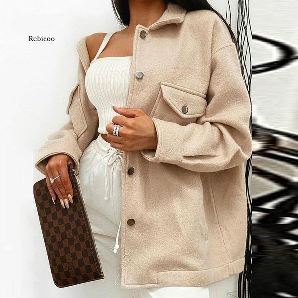 autumn single breasted turn-down collar wool coat women elegant long sleeve pocket outwear fashion solid loose streetwear jacket women', Black;brown
autumn single breasted turn-down collar wool coat women elegant long sleeve pocket outwear fashion solid loose streetwear jacket women', Black;brown