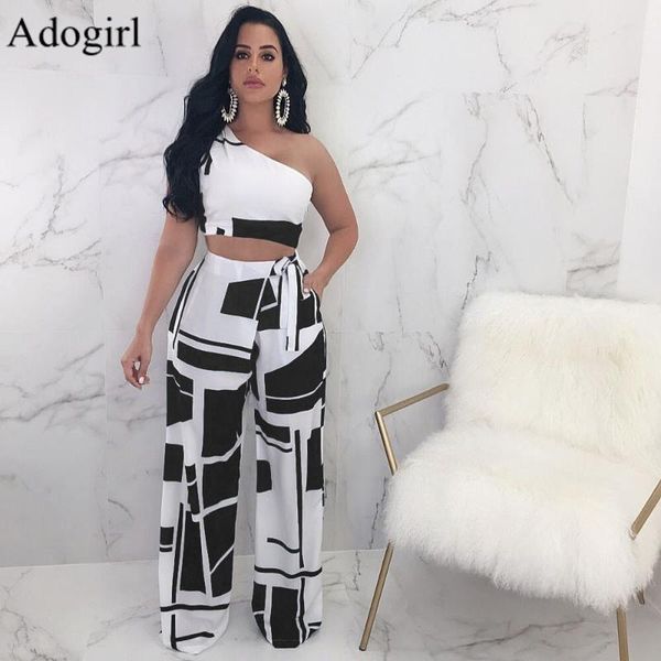 women one shoulder two pieces sets summer crop and wide leg pants set casual slim tracksuits block printing matching women's, Gray
women one shoulder two pieces sets summer crop and wide leg pants set casual slim tracksuits block printing matching women's, Gray