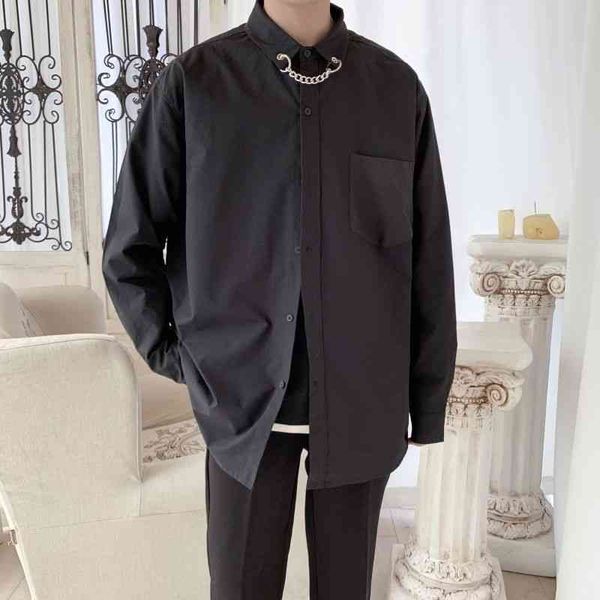 men's casual shirts korean style dress fashion society men solid color business streetwear loose long sleeve i9nr, White;black
men's casual shirts korean style dress fashion society men solid color business streetwear loose long sleeve i9nr, White;black