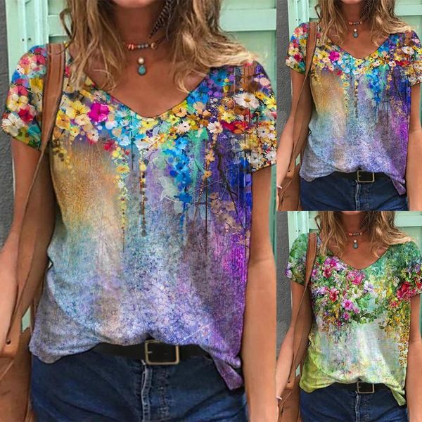 women's t-shirt 2021fashion ladies women plus size floral 3d print t shirt loose v-neck short sleeve casual tee summer streetwear, White
women's t-shirt 2021fashion ladies women plus size floral 3d print t shirt loose v-neck short sleeve casual tee summer streetwear, White