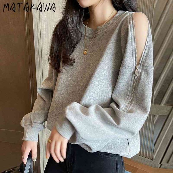matakawa spring zipper hoodies women off-the-shoulder sweatshirt women korean loose long-sleeved o-neck hoodie 210513, Black
matakawa spring zipper hoodies women off-the-shoulder sweatshirt women korean loose long-sleeved o-neck hoodie 210513, Black