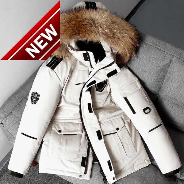 men winter down jacket warm hooded white duck anorak parka mid long detachable fur collar coat waterproof male, Black
men winter down jacket warm hooded white duck anorak parka mid long detachable fur collar coat waterproof male, Black