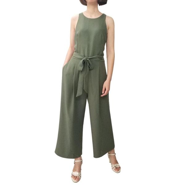 women's jumpsuits & rompers cropped wide-leg jumpsuit army green office lady o-neck with belt tank, Black;white
women's jumpsuits & rompers cropped wide-leg jumpsuit army green office lady o-neck with belt tank, Black;white