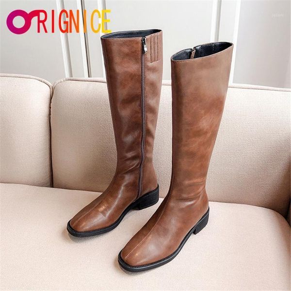 boots orignice brand classics genuine leather women brown vintage knee high thick heels party prom shoes side zipper black1, Black
boots orignice brand classics genuine leather women brown vintage knee high thick heels party prom shoes side zipper black1, Black
