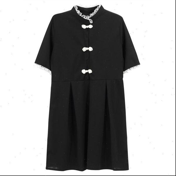 black o neck button womens dresses sleeve short vintage cheongsam mini summer chinese style d1781, Black;gray
black o neck button womens dresses sleeve short vintage cheongsam mini summer chinese style d1781, Black;gray