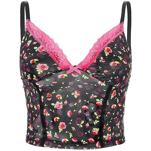 women's tanks & camis women sweet flowers spaghetti strap deep v with lace chic summer ribbed backless 90s crop streetwear female #p5, White
women's tanks & camis women sweet flowers spaghetti strap deep v with lace chic summer ribbed backless 90s crop streetwear female #p5, White