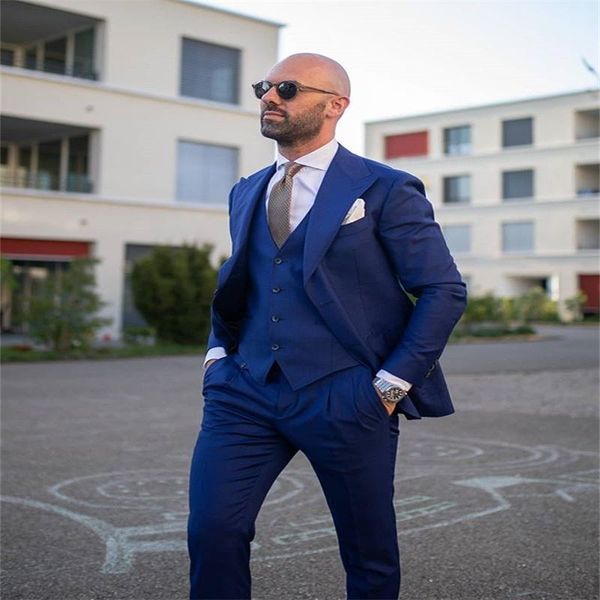 men's suits & blazers 3-piece navy solid color groom suit formal business men tuxedos custom made fit slim peaked lapel blazer, White;black
men's suits & blazers 3-piece navy solid color groom suit formal business men tuxedos custom made fit slim peaked lapel blazer, White;black
