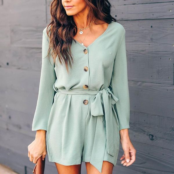 women's jumpsuits & rompers women jumpsuit ladies holiday summer plain bodysuit fashion button shorts v-neck long sleeve piece belt ove, Black;white
women's jumpsuits & rompers women jumpsuit ladies holiday summer plain bodysuit fashion button shorts v-neck long sleeve piece belt ove, Black;white