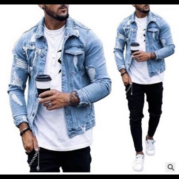 cross border 2021 spring and autumn amazon lapel men's denim jacket with holes irregular wash wear jackets, Black;brown
cross border 2021 spring and autumn amazon lapel men's denim jacket with holes irregular wash wear jackets, Black;brown