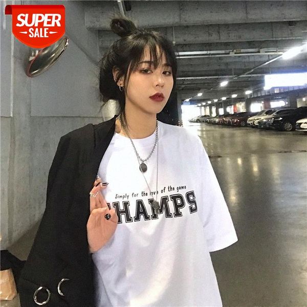 korean version of harajuku port style simple letter printing short-sleeved t-shirt female student bf loose bottoming tide #ei61, White
korean version of harajuku port style simple letter printing short-sleeved t-shirt female student bf loose bottoming tide #ei61, White