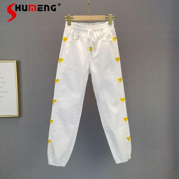 women's jeans 2021 summer elastic lace high waist slimming lovely embroidered ankle-tied white harem thin for women, Blue
women's jeans 2021 summer elastic lace high waist slimming lovely embroidered ankle-tied white harem thin for women, Blue