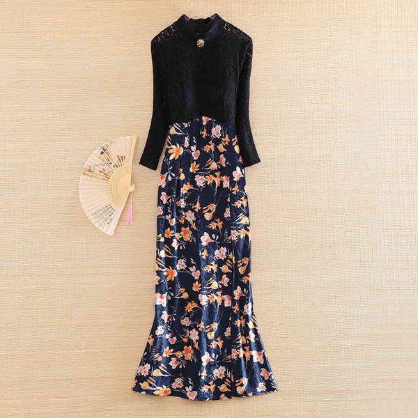 dress high-end the autumn women velvet elegant splice lace print slim lady party mermaid dress -xxl, Black;gray
dress high-end the autumn women velvet elegant splice lace print slim lady party mermaid dress -xxl, Black;gray