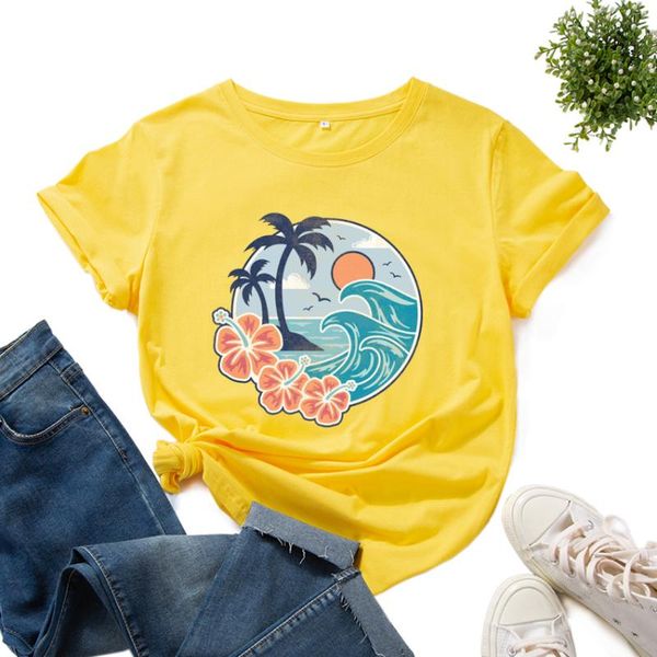 women's t-shirt graphic tee for women cotton print t shirts short sleeve crew neck summer female clothes beach tree sea sun flowers na, White
women's t-shirt graphic tee for women cotton print t shirts short sleeve crew neck summer female clothes beach tree sea sun flowers na, White