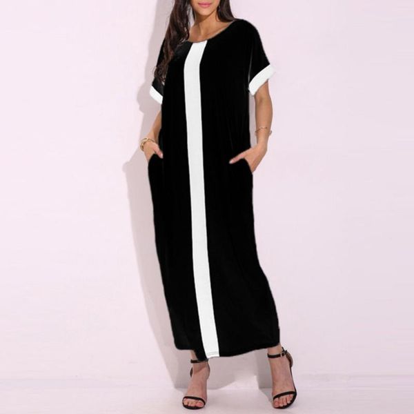women fashion contrast panel summer t-shirt dress short sleeve o neck casual loose maxi long plus size 5xl vestidos dresses, Black;gray
women fashion contrast panel summer t-shirt dress short sleeve o neck casual loose maxi long plus size 5xl vestidos dresses, Black;gray