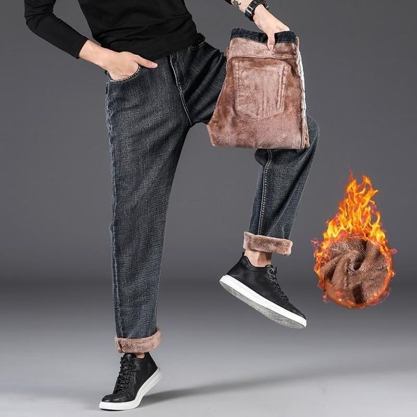 men's jeans 2021 sulee loose fit design winter warm grey cotton straight leg stretch denim pants male brand trousers, Blue
men's jeans 2021 sulee loose fit design winter warm grey cotton straight leg stretch denim pants male brand trousers, Blue