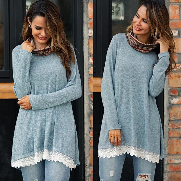 women's t-shirt women lace patchwork pure color knitting o-neck long sleeve casual ladies spring autumn breathable shirts clothes, White
women's t-shirt women lace patchwork pure color knitting o-neck long sleeve casual ladies spring autumn breathable shirts clothes, White