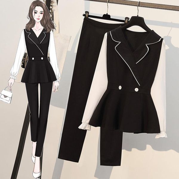 women's two piece pants 2021 autumn large size l-4xl temperament long sleeve and suit straight ladies professional set e340, White
women's two piece pants 2021 autumn large size l-4xl temperament long sleeve and suit straight ladies professional set e340, White