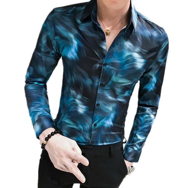 men shirts 2021 spring long sleeve print style male fashion casual slim fit party dress blouses men's, White;black
men shirts 2021 spring long sleeve print style male fashion casual slim fit party dress blouses men's, White;black