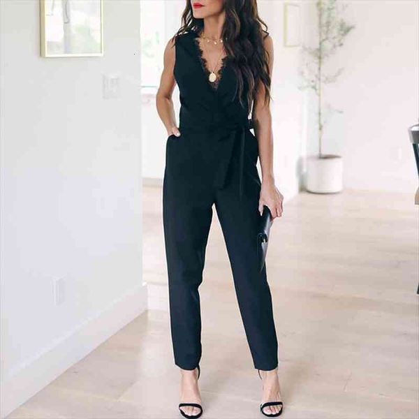 overalls office daily high womens skirts street jumpsuit pocket elegant lace v neck sleeveless rompers playsuit, Black 
overalls office daily high womens skirts street jumpsuit pocket elegant lace v neck sleeveless rompers playsuit, Black