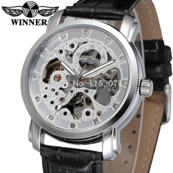 winner automatic men silver color skeleton watch with black leather band wristwatch wristwatches, Slivery;brown
winner automatic men silver color skeleton watch with black leather band wristwatch wristwatches, Slivery;brown
