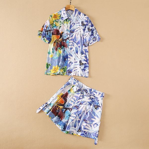 european and american women's wear 2021 new style shirt short sleeves and lapels butterfly and bird print shorts fashion suits, White
european and american women's wear 2021 new style shirt short sleeves and lapels butterfly and bird print shorts fashion suits, White